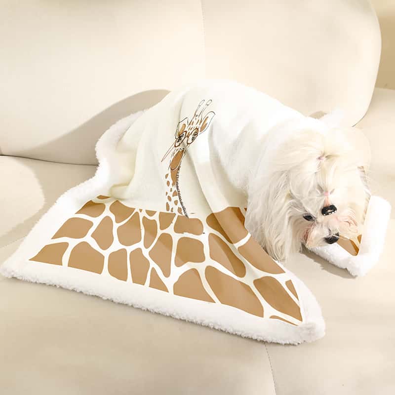 Pet Beds - Giraffe Print Pet Blanket Soft Warm