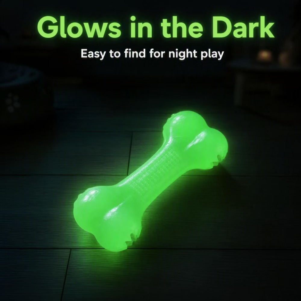 Glow in Dark TPR Dog Bone Toy, - Teeth Cleaning Dog Chew Bone 评论和价格
