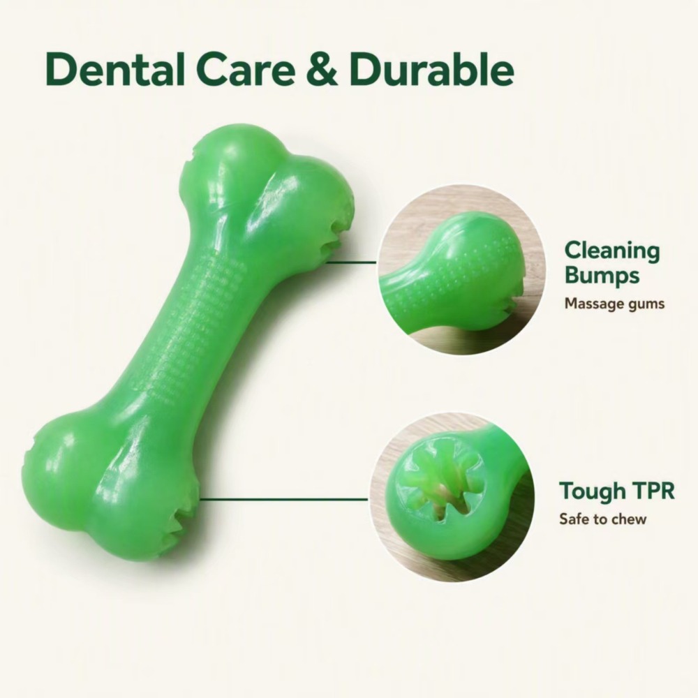 Glow in Dark TPR Dog Bone Toy, - Teeth Cleaning Dog Chew Bone 评论和价格