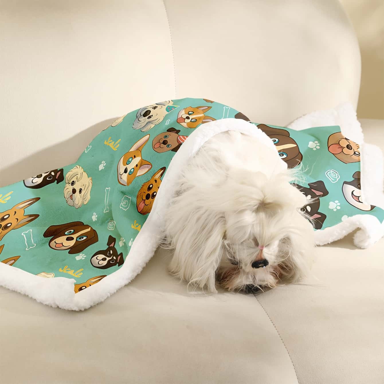 Cartoon Dog Print Pet Blanket  - Pet Beds 评论和价格
