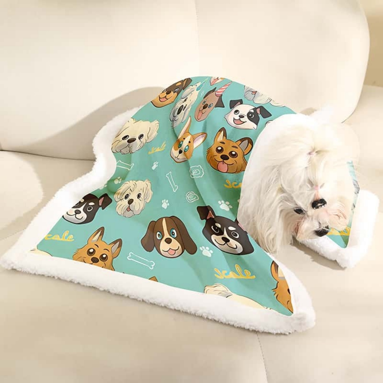 Cartoon Dog Print Pet Blanket  - Pet Beds 评论和价格