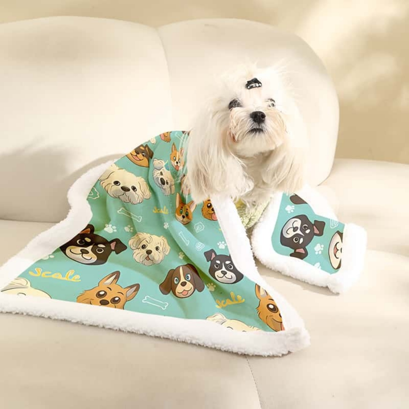 Cartoon Dog Print Pet Blanket  - Pet Beds 评论和价格